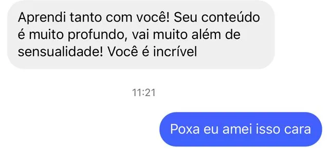 Mensagem de uma seguidora