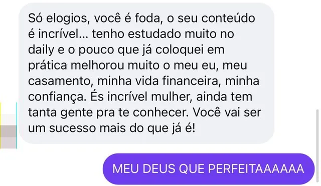 Mensagem de uma seguidora