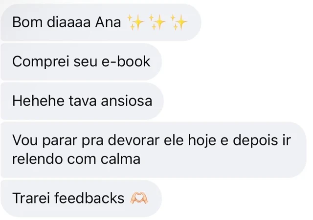 Mensagem de uma leitora sobre o e-book